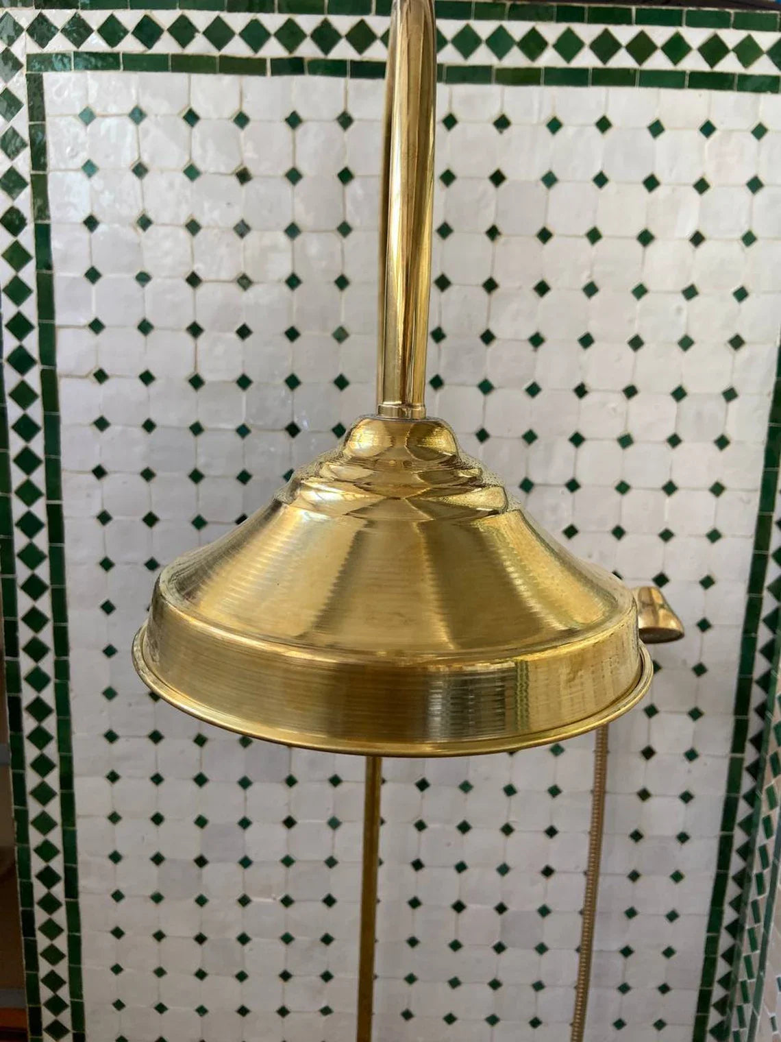 Unlacquered Solid Brass Exposed Shower System with Handheld and Curved Shower Arm