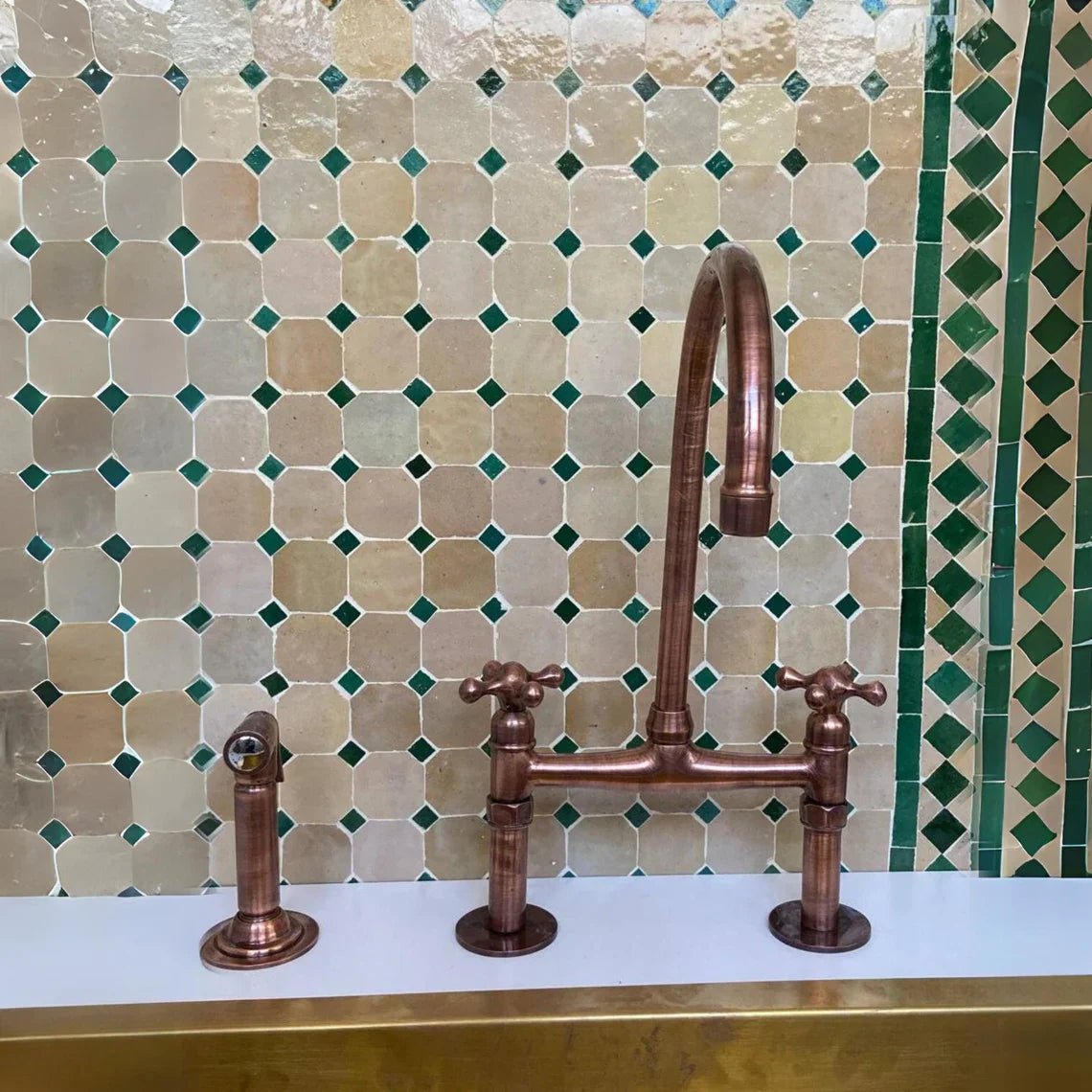 Dark copper Vintage Kitchen Sink Bridge Faucet - Dark Copper Kitchen Tap