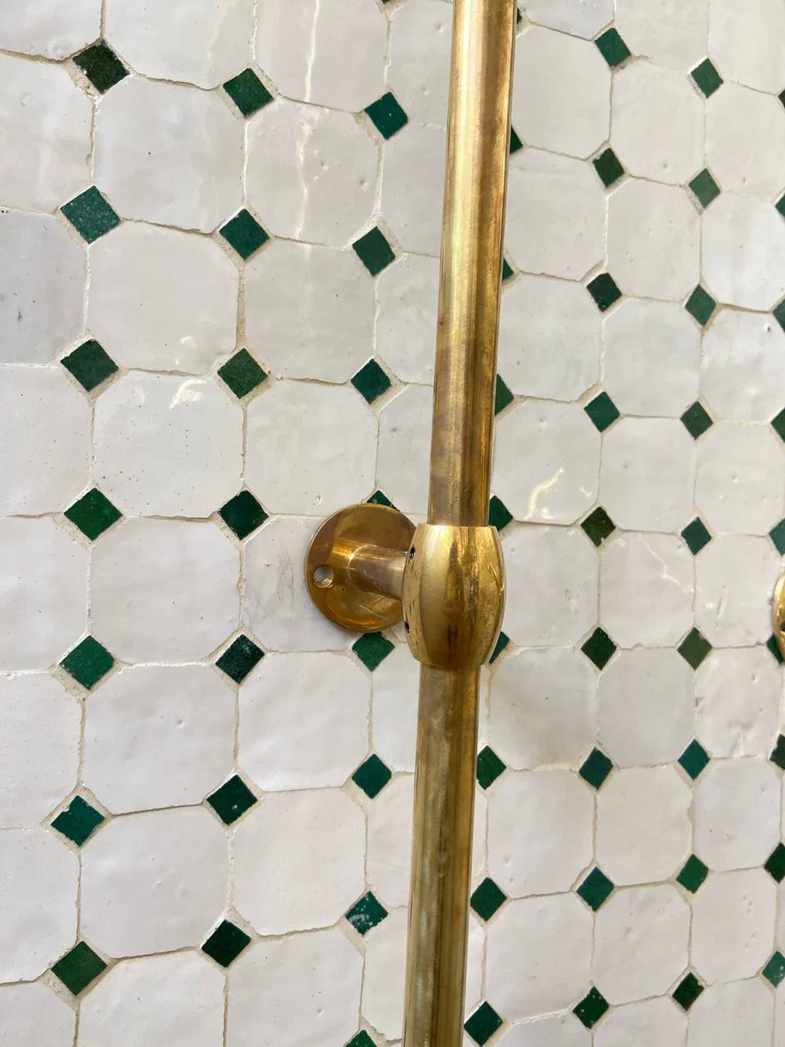 Unlacquered Solid Brass Exposed Shower System with Handheld and Curved Shower Arm