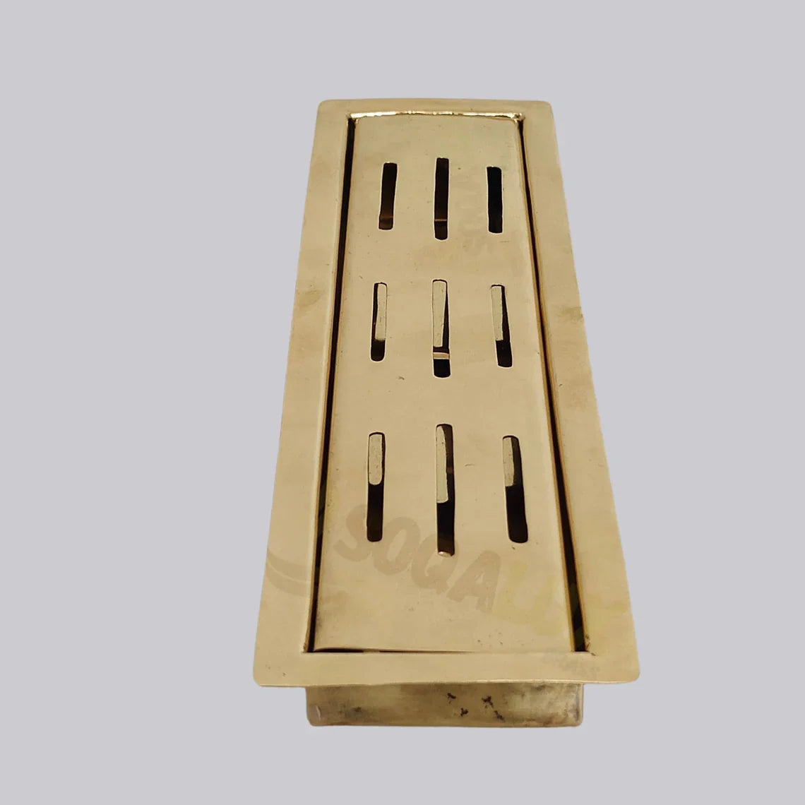 Unlacquered Brass Linear Floor Drain for Modern Bathrooms