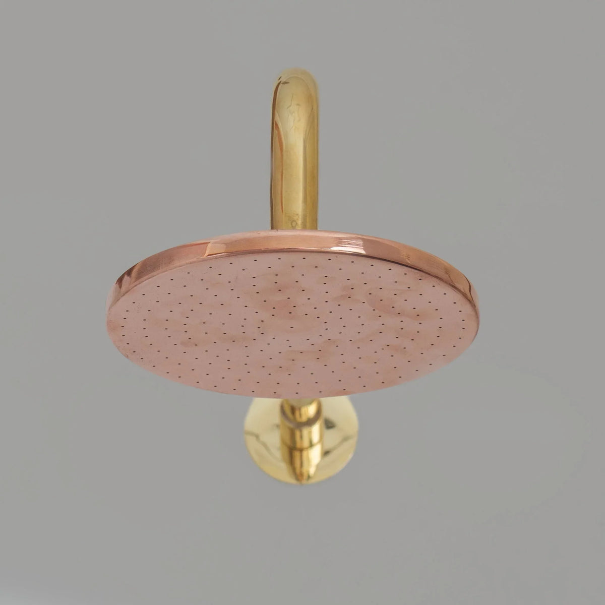 Solid Copper Rain Shower Head, Flat Round Vintage Showerhead, Works Outdoor