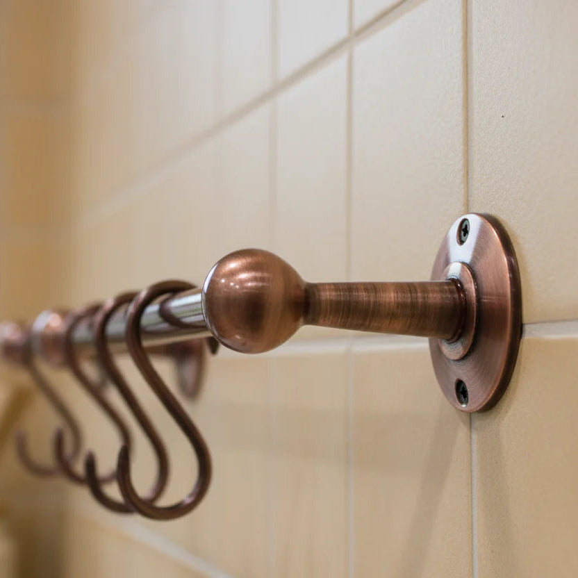 Antique Style Copper Pot Rack, Vintage Handmade Copper Pot Rack Rustic Wall Mounted, Vintage kitchen pot rack