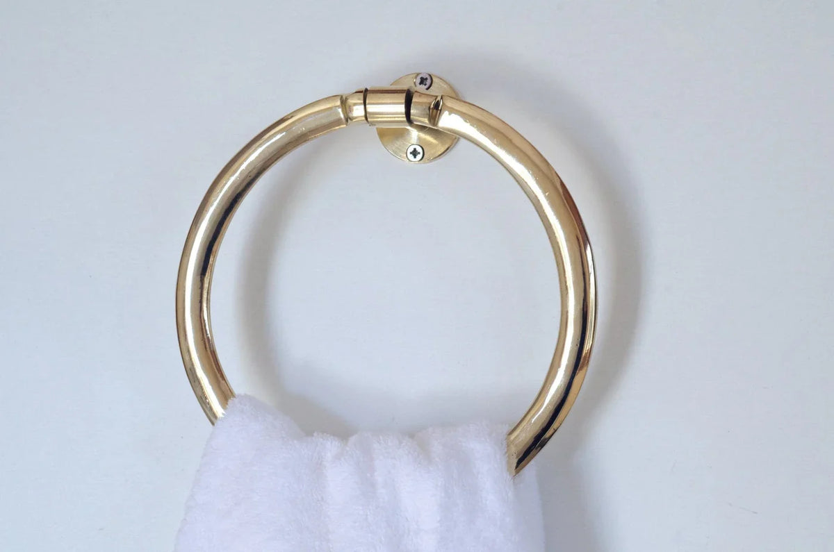 Unlacquered Brass Towel Ring, Bathroom Hand Towel Holder.