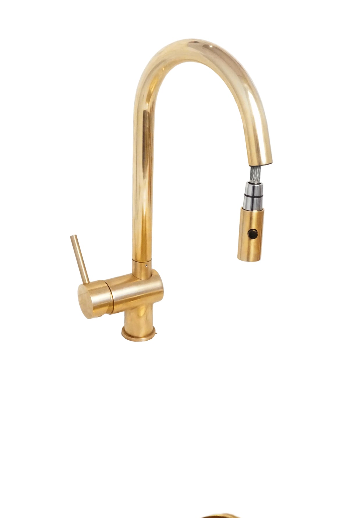 Solid Unlacquered Brass Pull Down Kitchen Faucet, Single Hole Brass Kitchen Tap