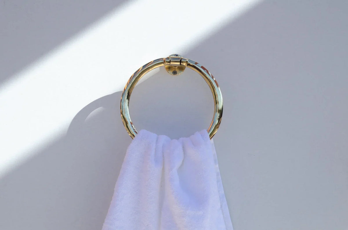 Unlacquered Brass Towel Ring, Bathroom Hand Towel Holder.