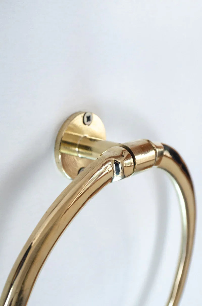 Unlacquered Brass Towel Ring, Bathroom Hand Towel Holder.