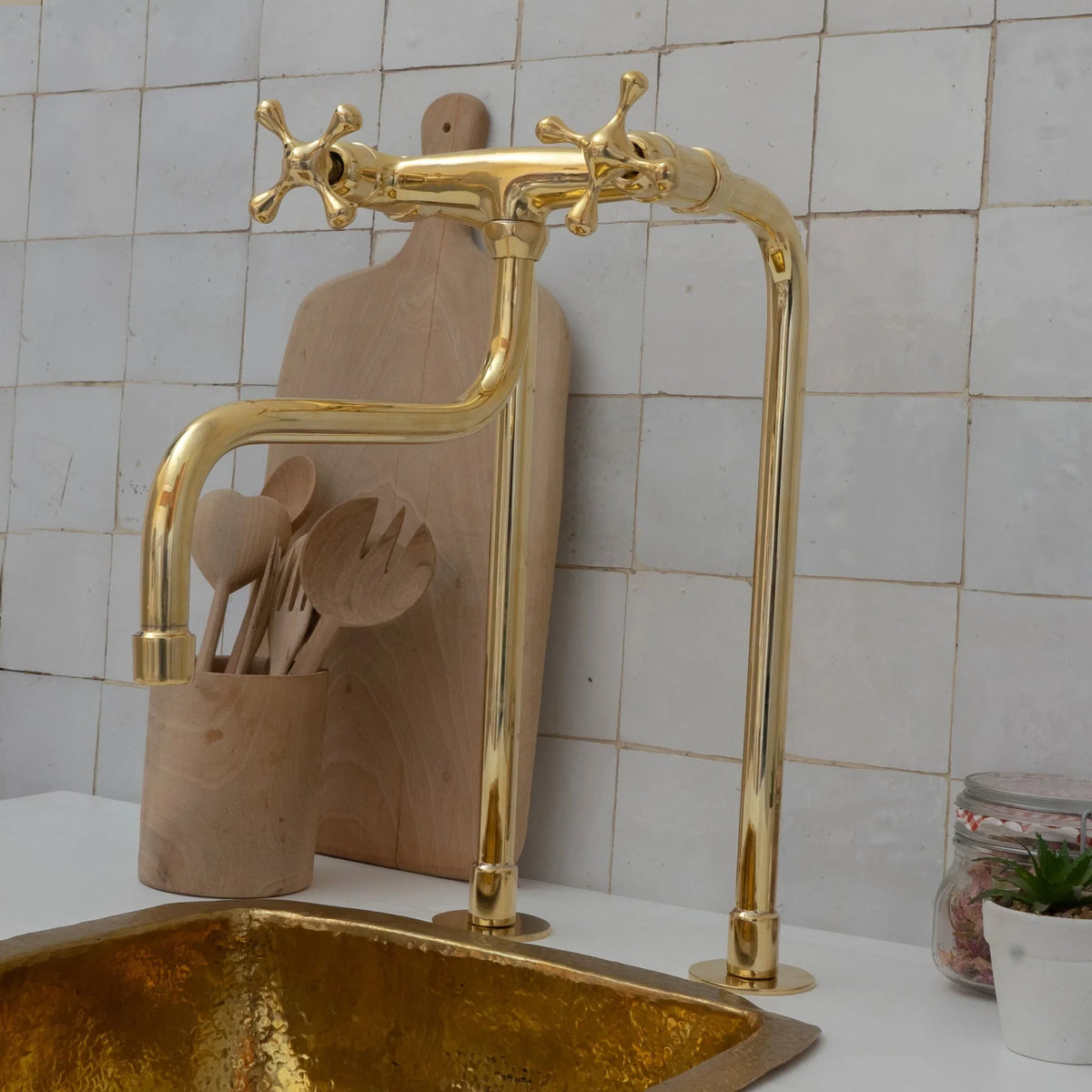 Solid Brass Kitchen Faucet - Unlacquered Brass Faucet