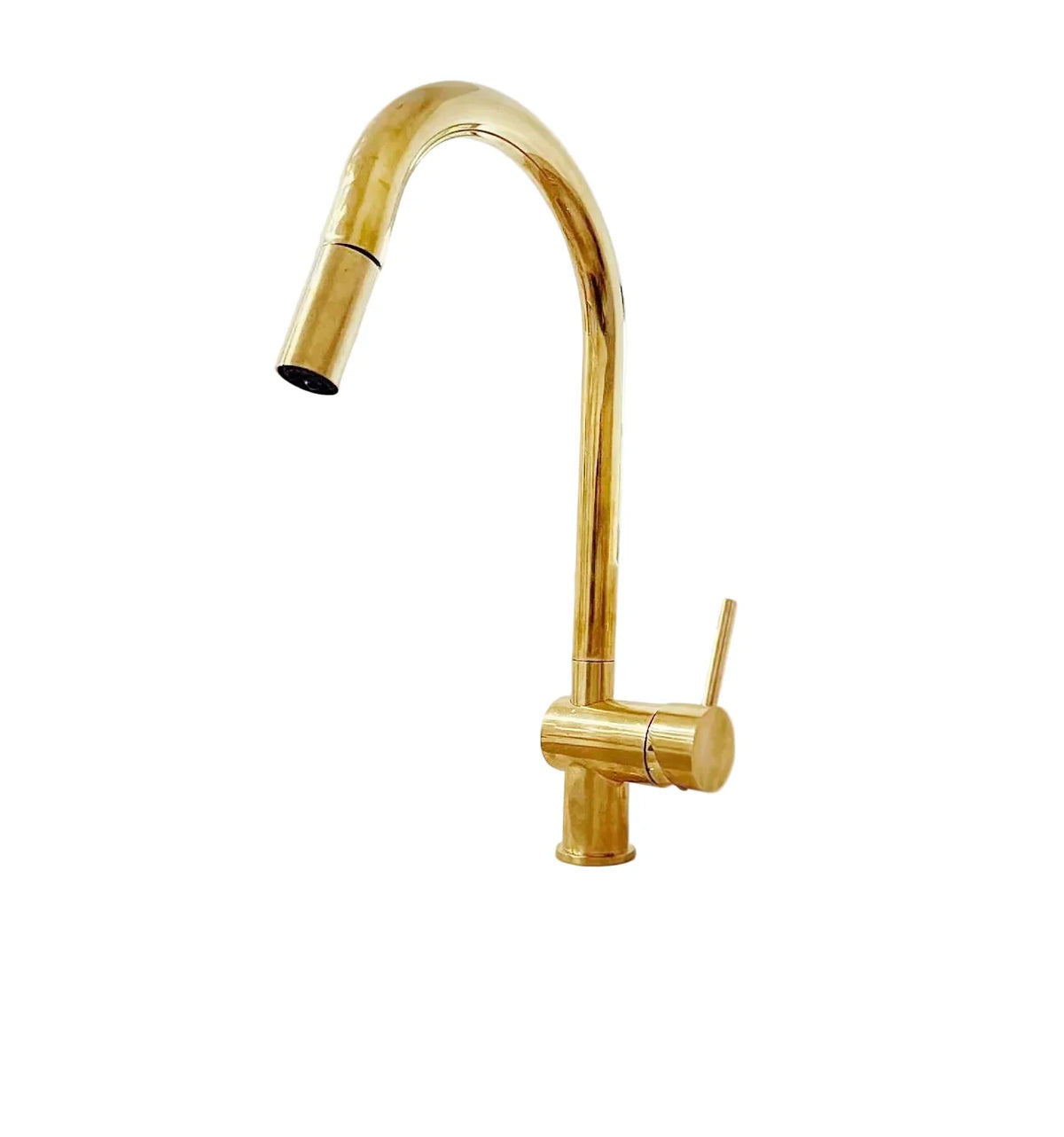 Solid Unlacquered Brass Pull Down Kitchen Faucet, Single Hole Brass Kitchen Tap