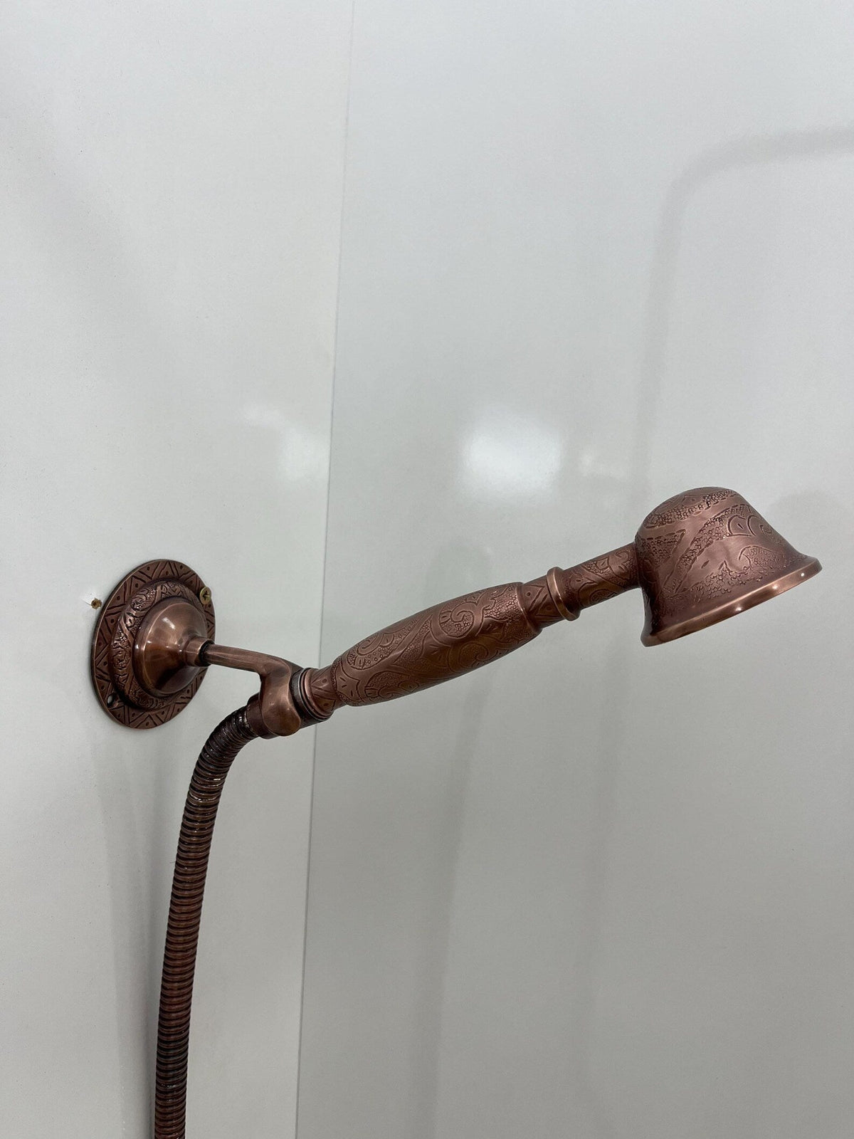 Unlacquered Aged Copper Shower System with Handheld - Dark Copper Exposed Shower