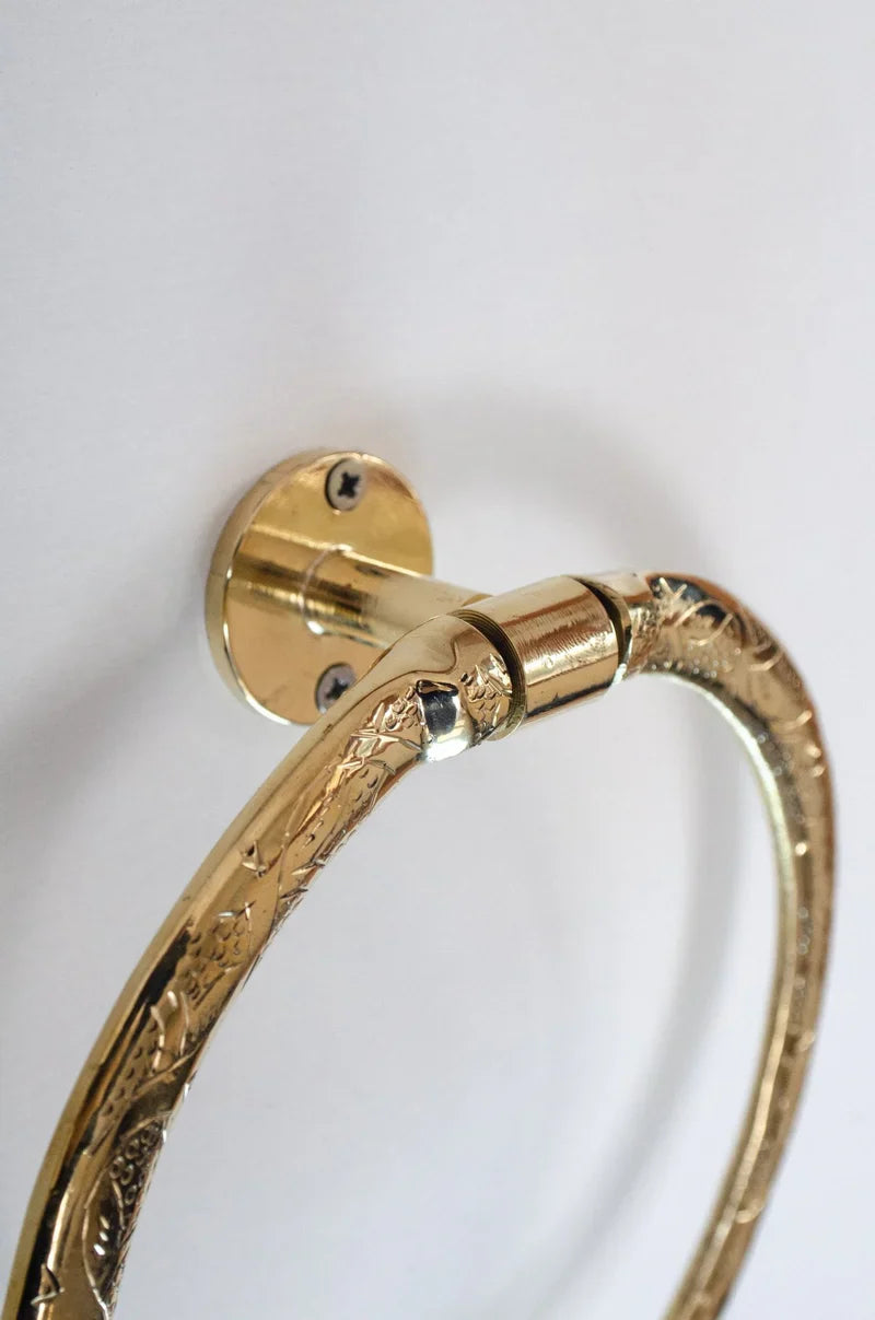 Unlacquered Brass Towel Ring, Bathroom Hand Towel Holder.