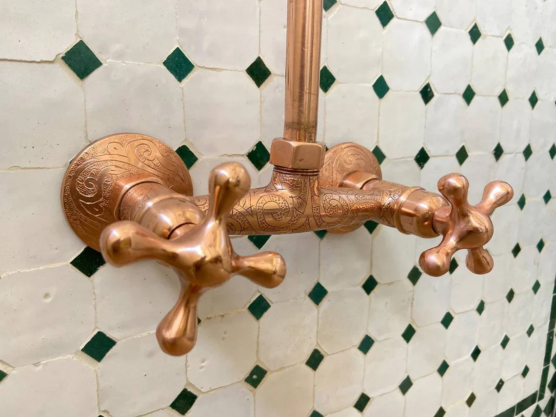 Unlacquered Copper Shower System - Copper Exposed Shower