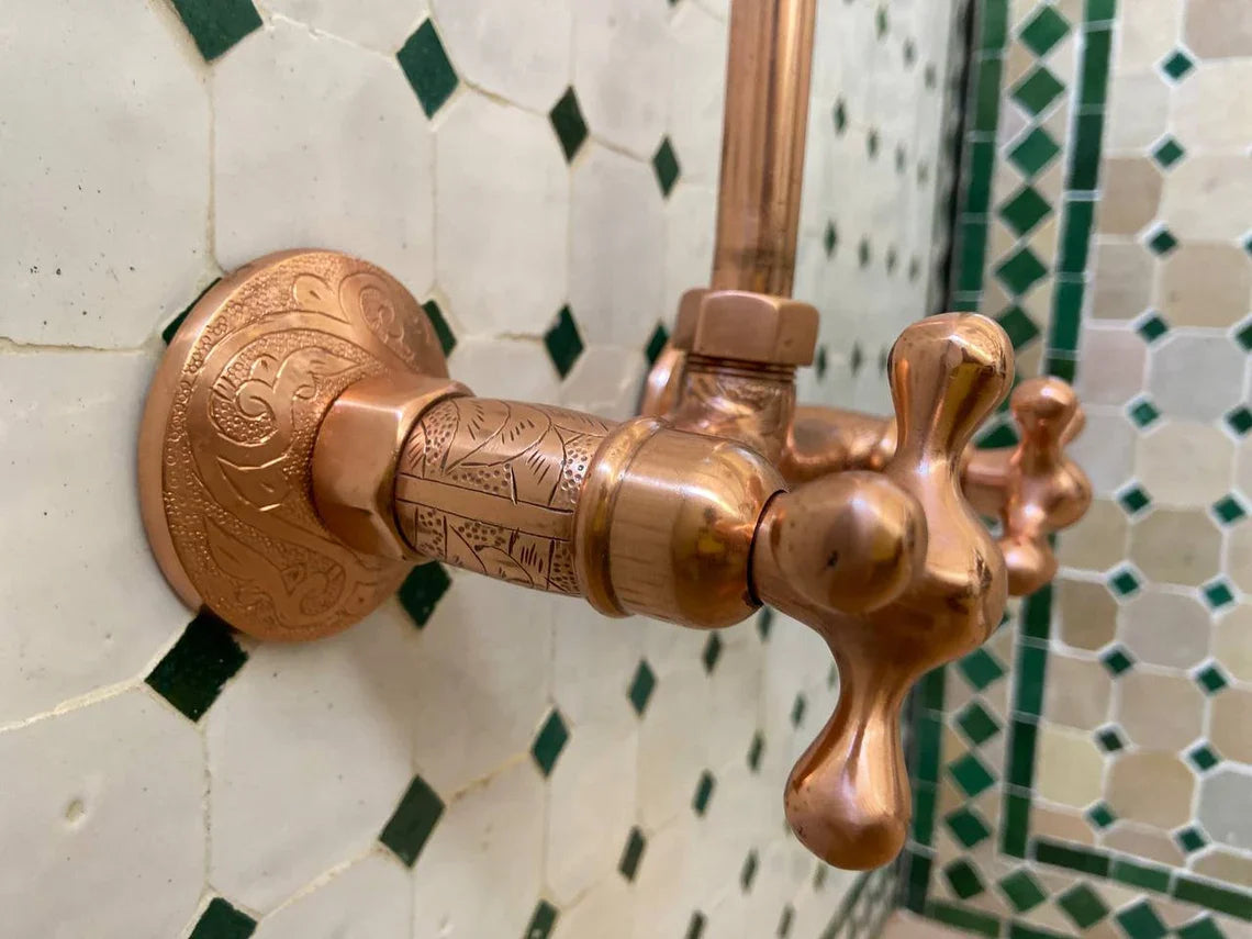 Unlacquered Copper Shower System - Copper Exposed Shower