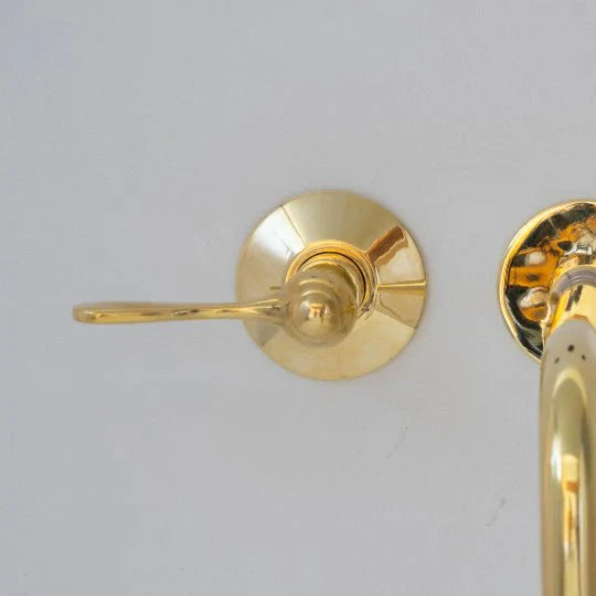 Unlacquered Brass Wall Mount Built In Bathroom Vanity Sink Faucet