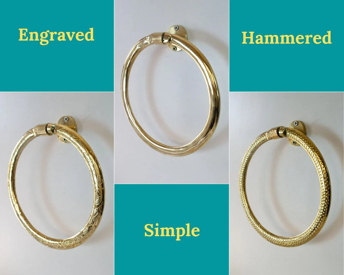 Unlacquered Brass Towel Ring, Bathroom Hand Towel Holder.