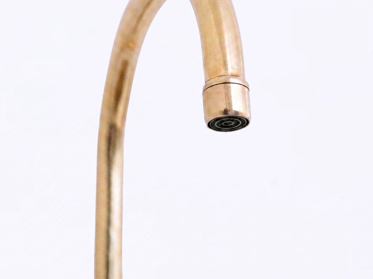 Solid Unlacquered Brass Kitchen Bridge Faucet - Brass Kitchen Tap