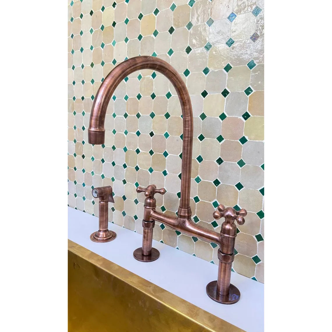 Dark copper Vintage Kitchen Sink Bridge Faucet - Dark Copper Kitchen Tap