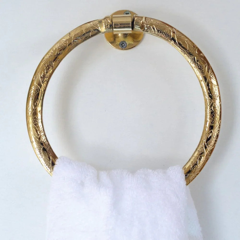 Unlacquered Brass Towel Ring, Bathroom Hand Towel Holder.