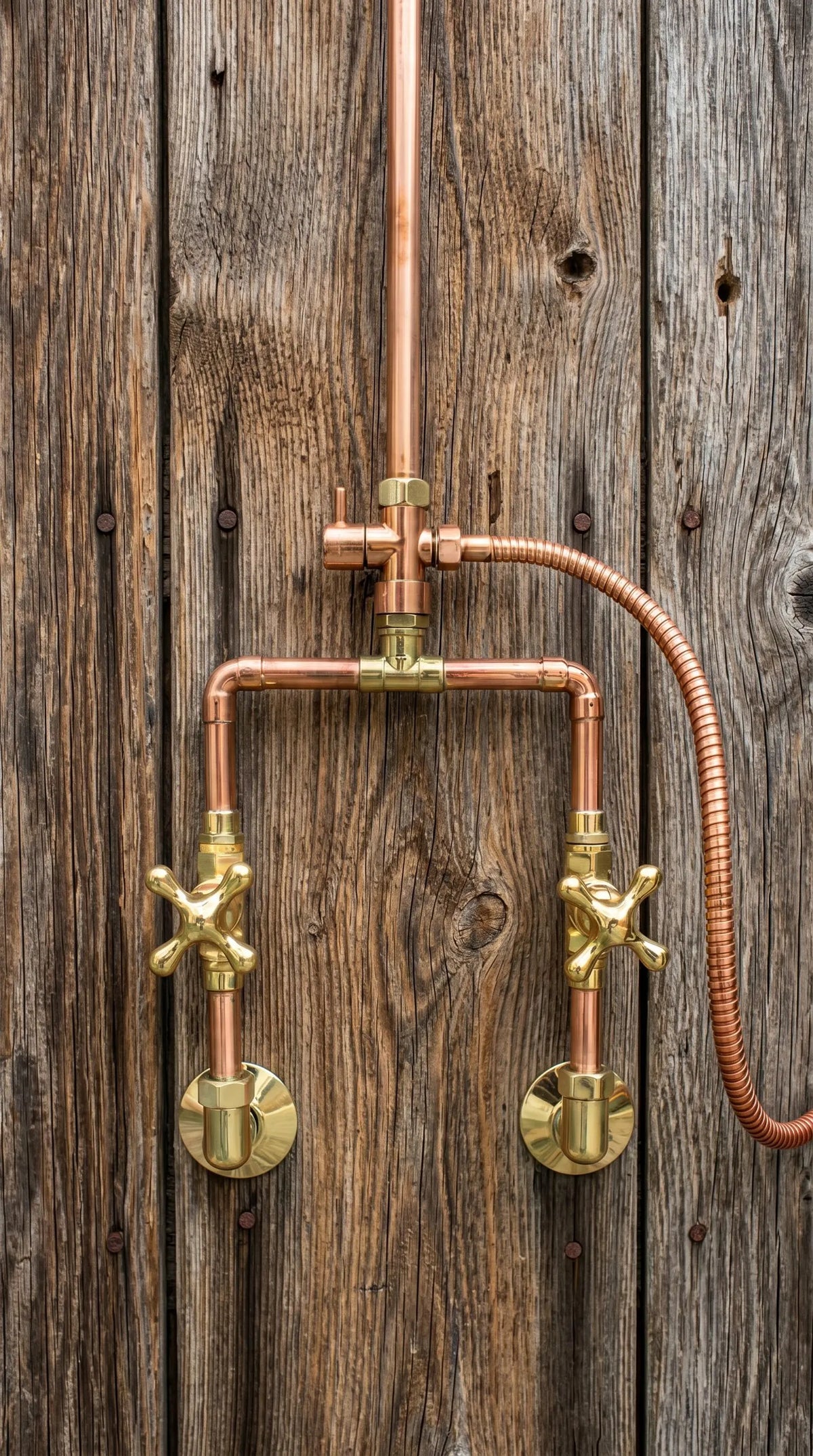 Copper Outdoor Shower ,Exposed Wall Mounted Copper Shower System ,Industrial design Shower