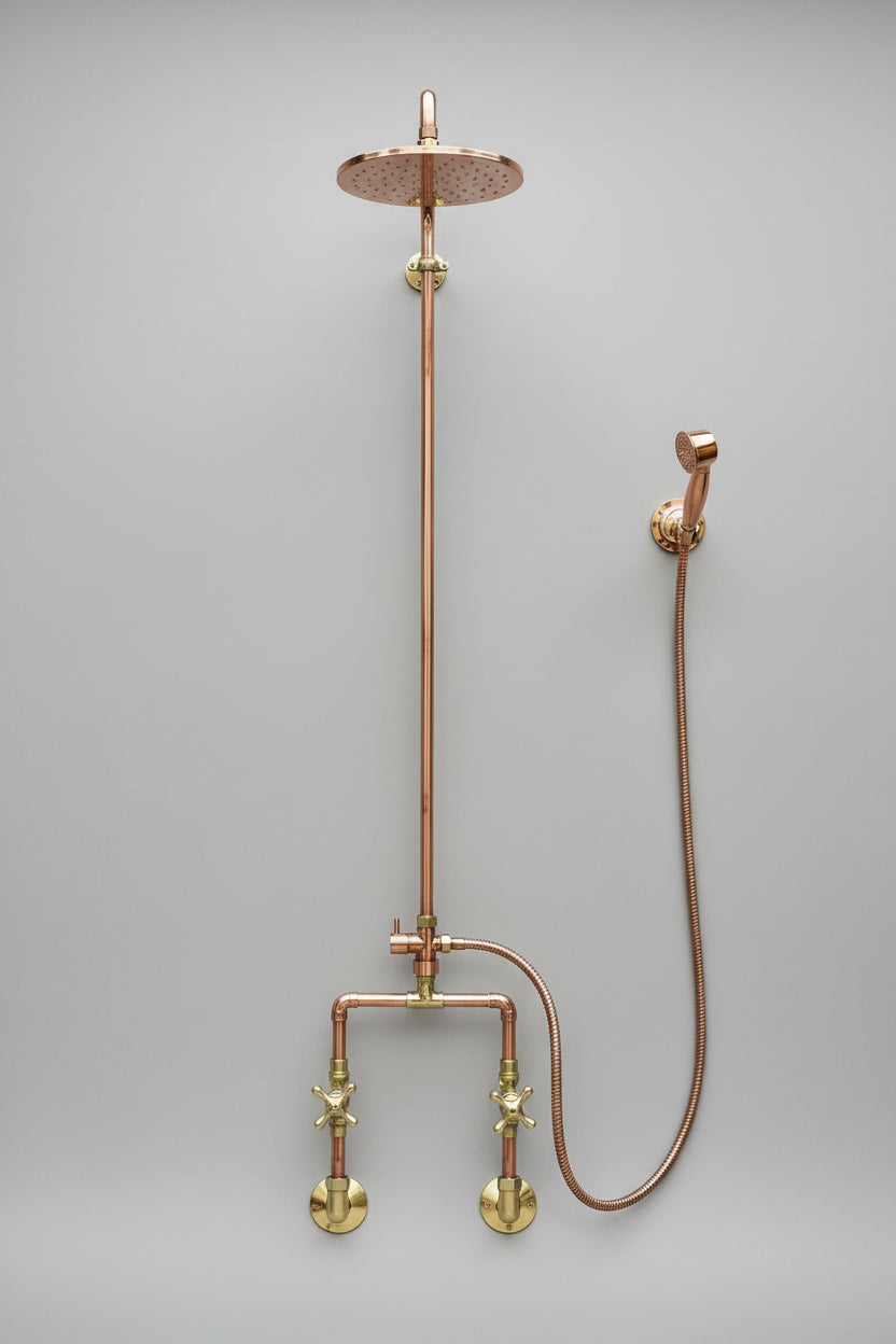 Copper Outdoor Shower ,Exposed Wall Mounted Copper Shower System ,Industrial design Shower