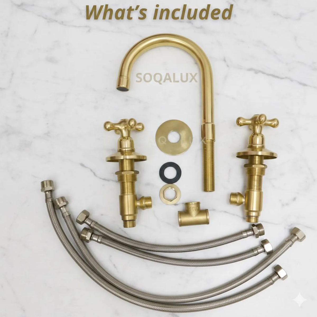Widespread 3 Holes Solid Brass Faucet, Antique Brass Kitchen Deck Mounted Faucet