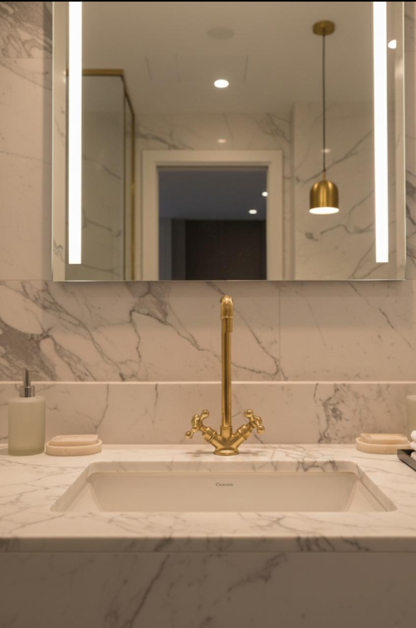 Unlacquered Brass Bathroom Faucet with Cross Handles – Solid Brass Vanity Tap