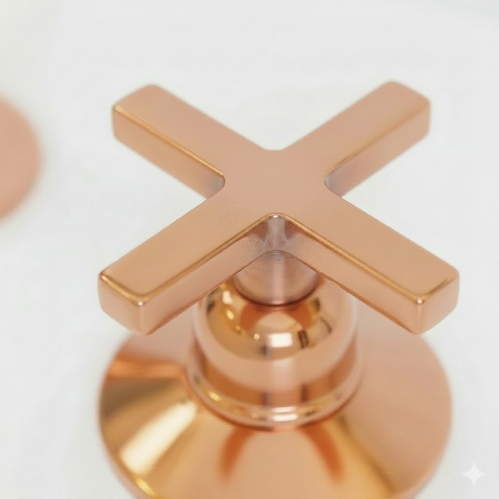 Copper Widespread 3 holes Deck mounted Faucet - Vanity Sink Bathroom  Tap