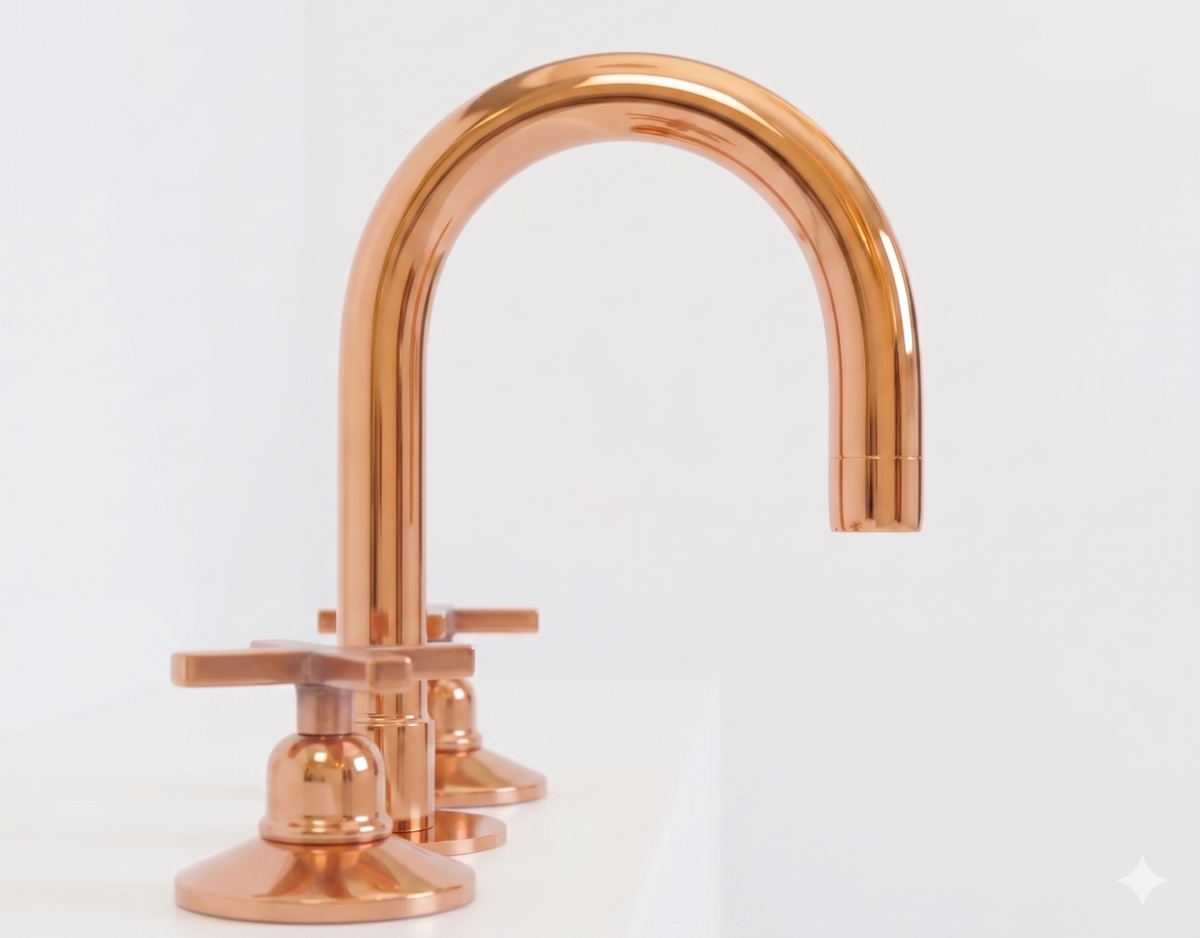 Copper Widespread 3 holes Deck mounted Faucet - Vanity Sink Bathroom  Tap