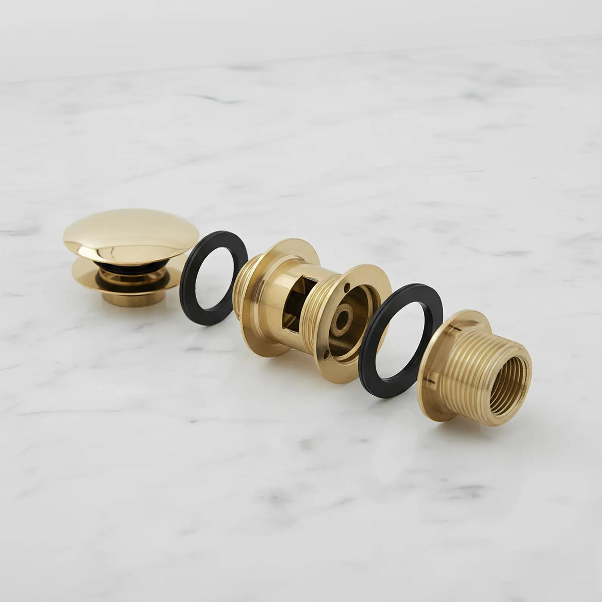 Solid Unlaquered Brass Bathroom Sink Pop-Up Drain with Overflow