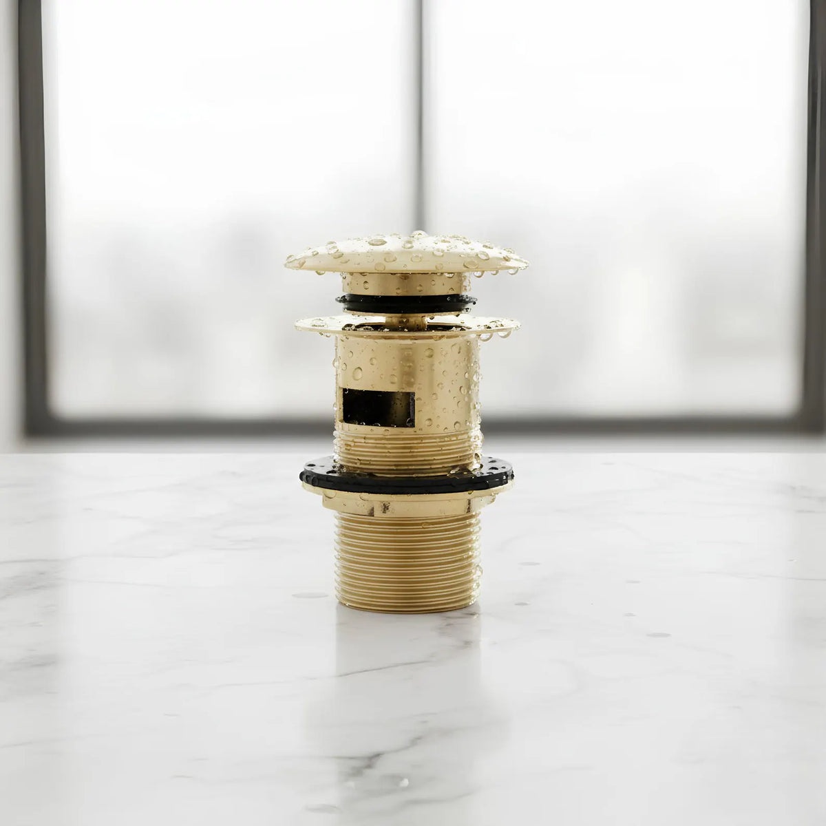 Solid Unlaquered Brass Bathroom Sink Pop-Up Drain with Overflow