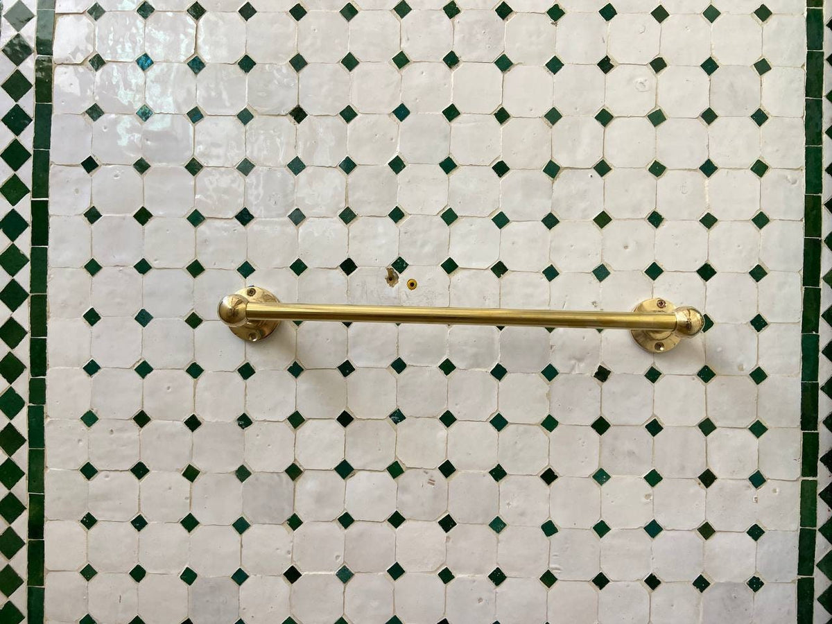 Unlacquered Brass Towel Bar for bathroom.