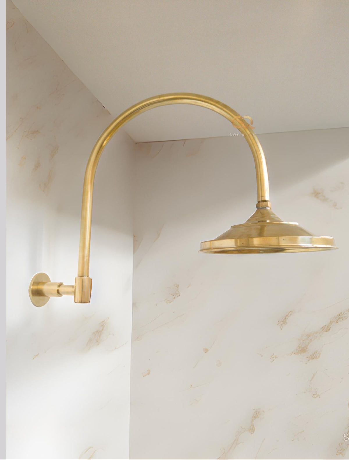 Unlacquered Brass Shower System: Rainfall Head.