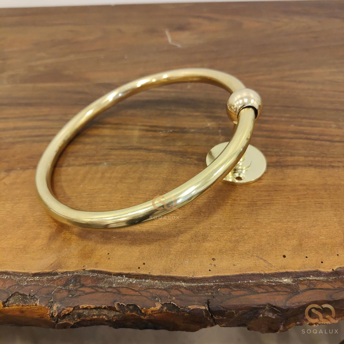 Unlacquered Brass Bathroom Towel Ring.