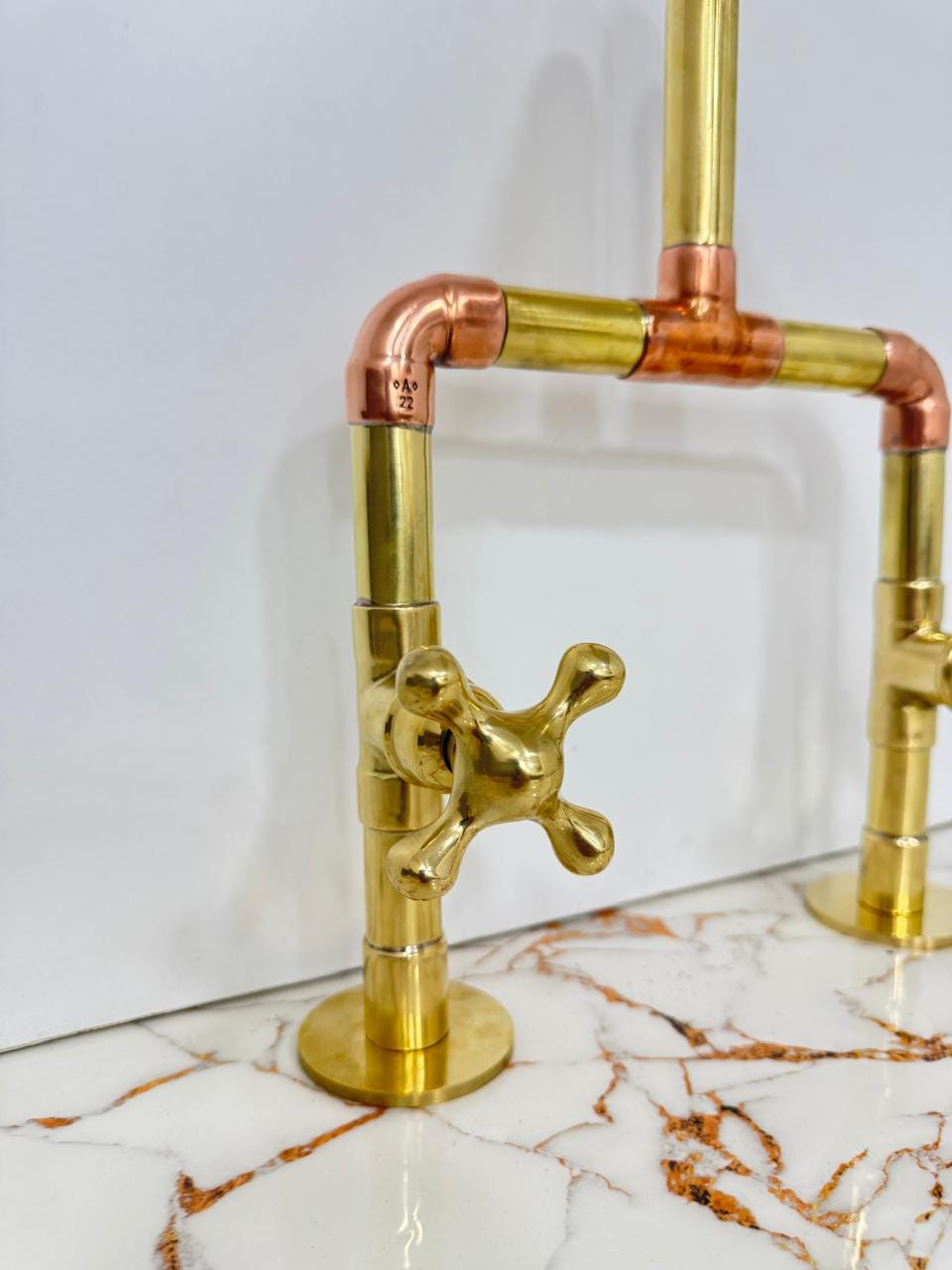 Unlacquered Brass & Copper Kitchen Faucet-Deck mount tap