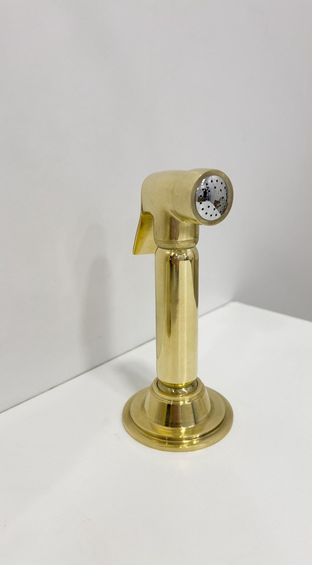 Unlacquered Solid Brass Kitchen Faucet, 3-Hole Sink Tap with Side Sprayer.