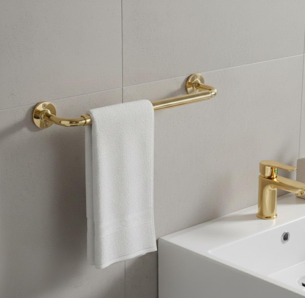 Unlacquered Brass Towel Bar- wall mounted towel