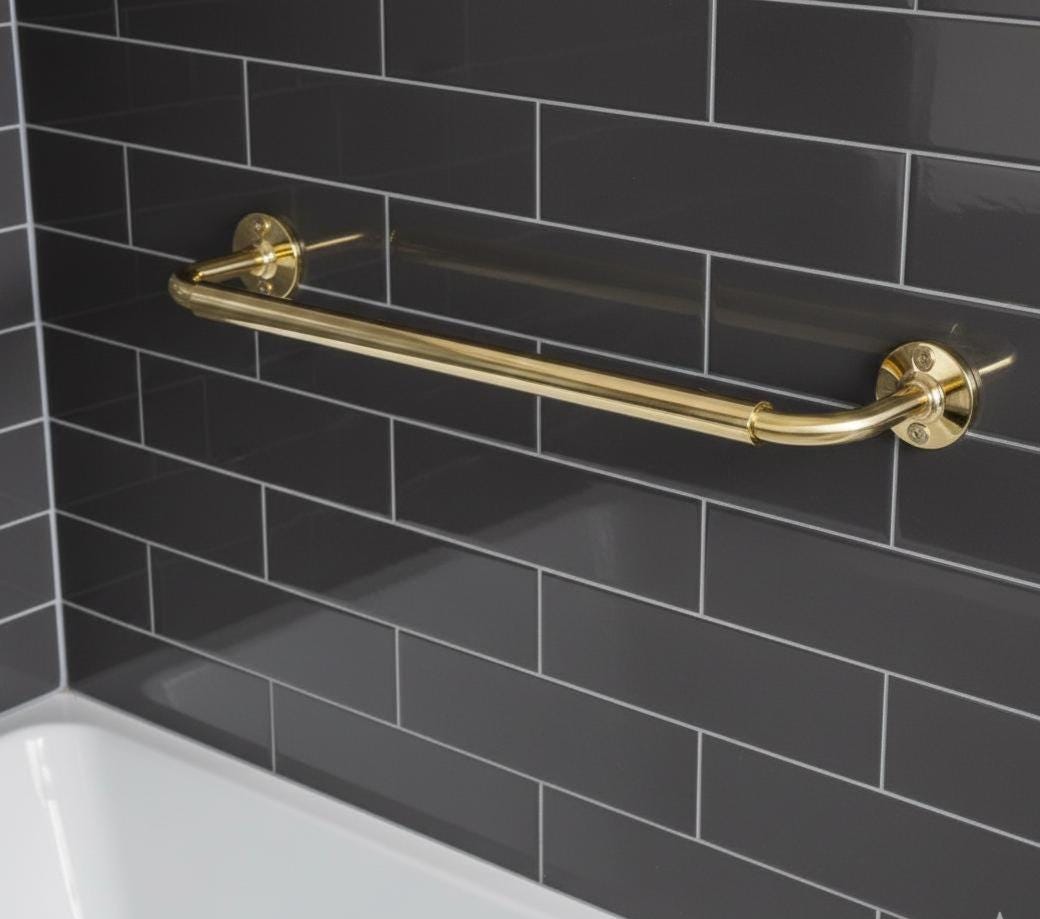 Unlacquered Brass Towel Bar- wall mounted towel