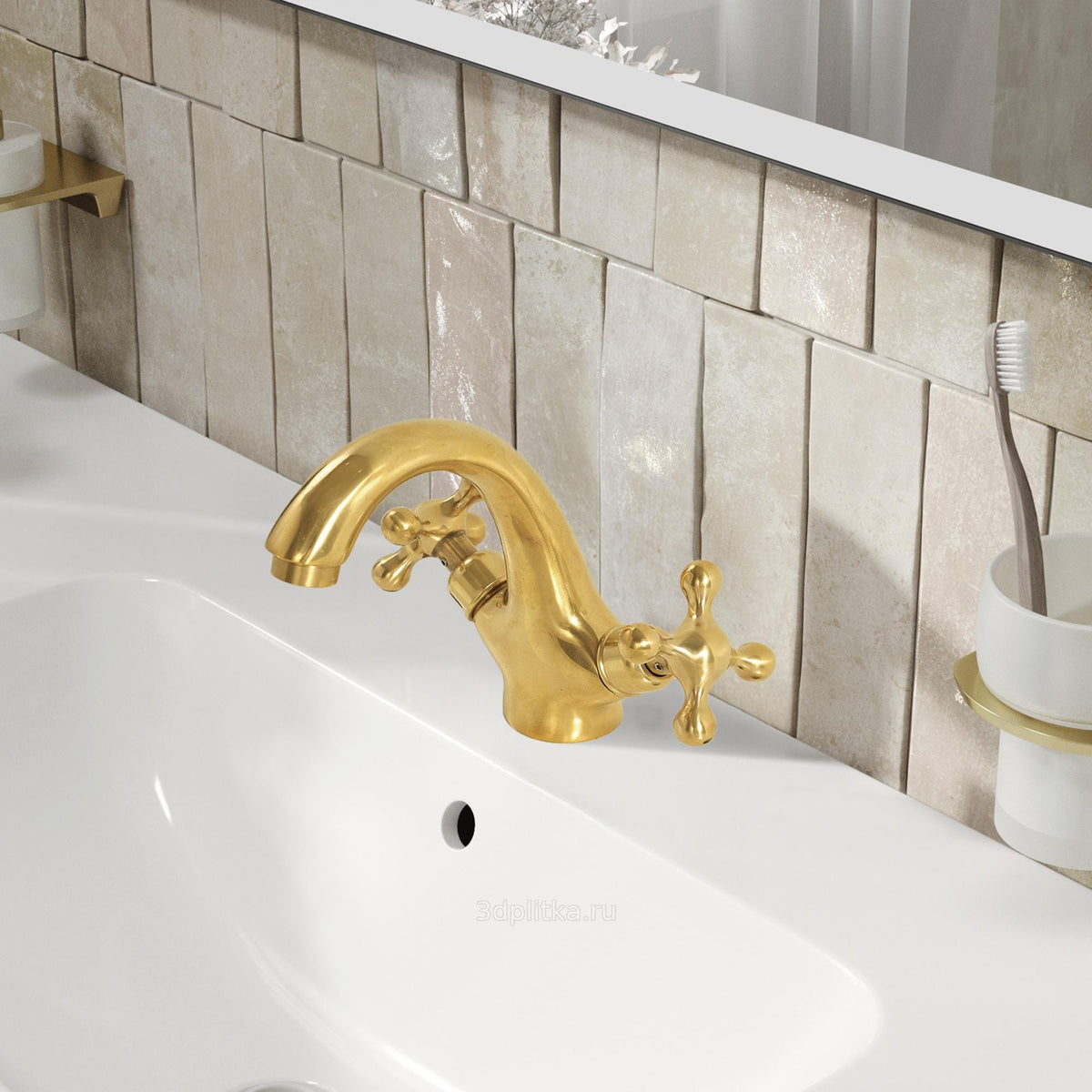 Unlacquered Brass Single-Hole Bathroom Faucet,Single hole design.