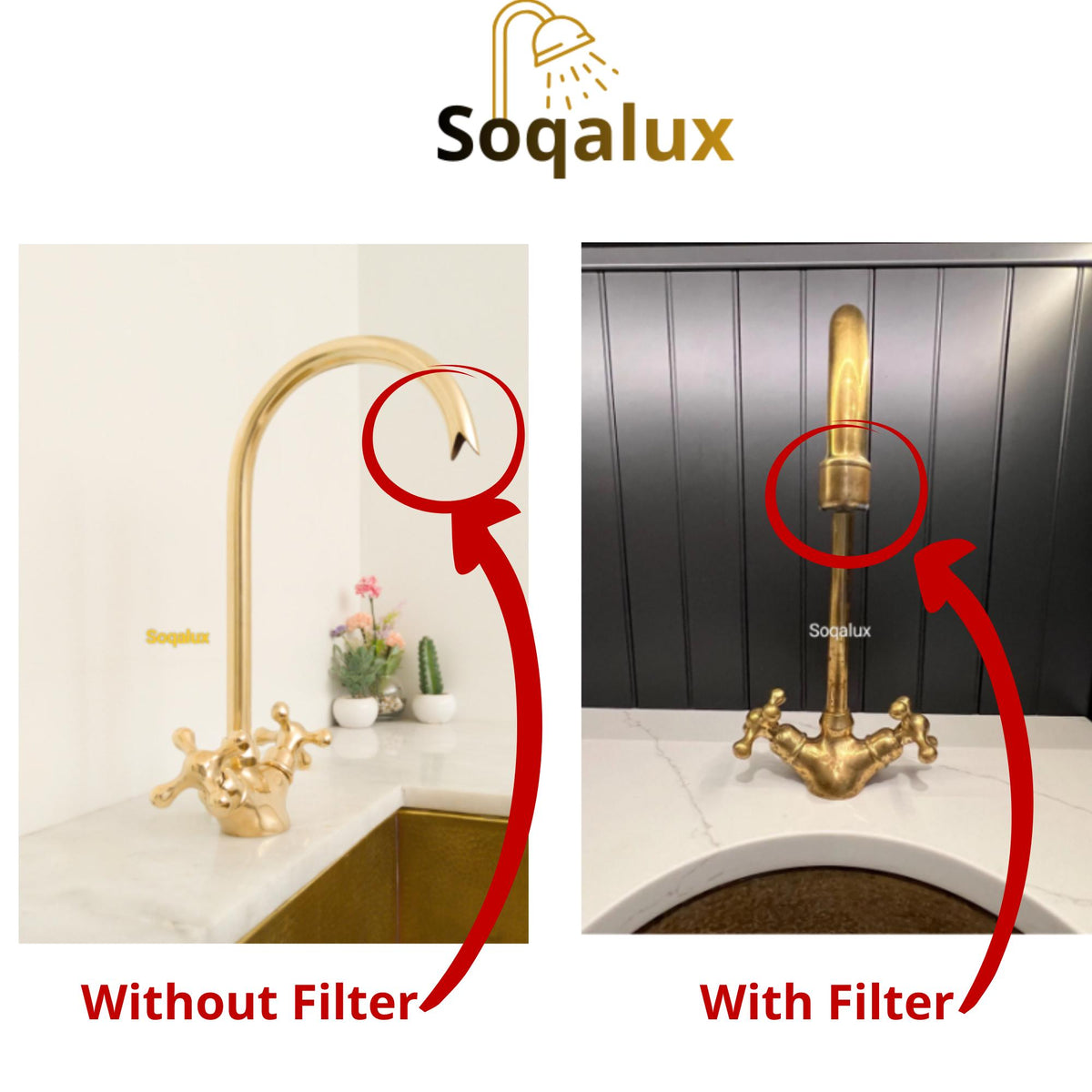 Unlacquered Solid brass kitchen faucet.