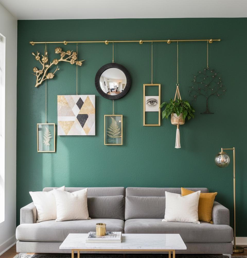 Unlacquered Solid Brass Picture Rail Hanging Kit, Gallery Wall Display Kit for Art Frames.