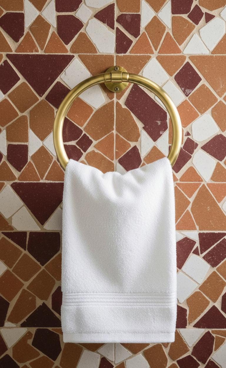 Unlacquered Brass Bathroom Towel Ring.