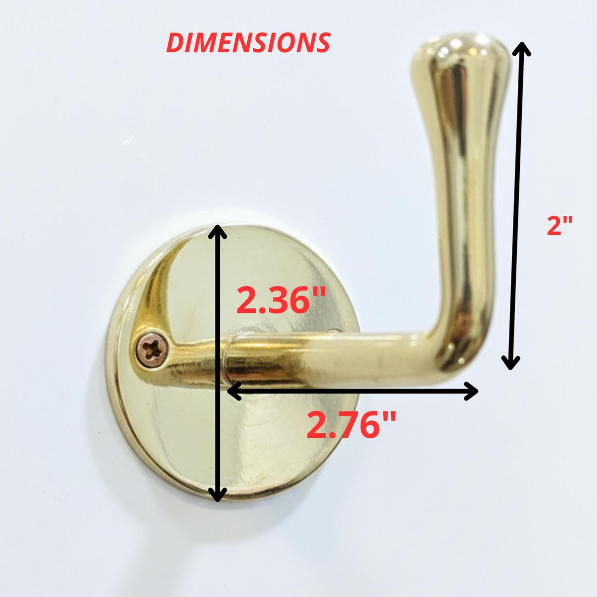 Unlacquered Solid Brass Hooks, Single Wall-Mounted Hook