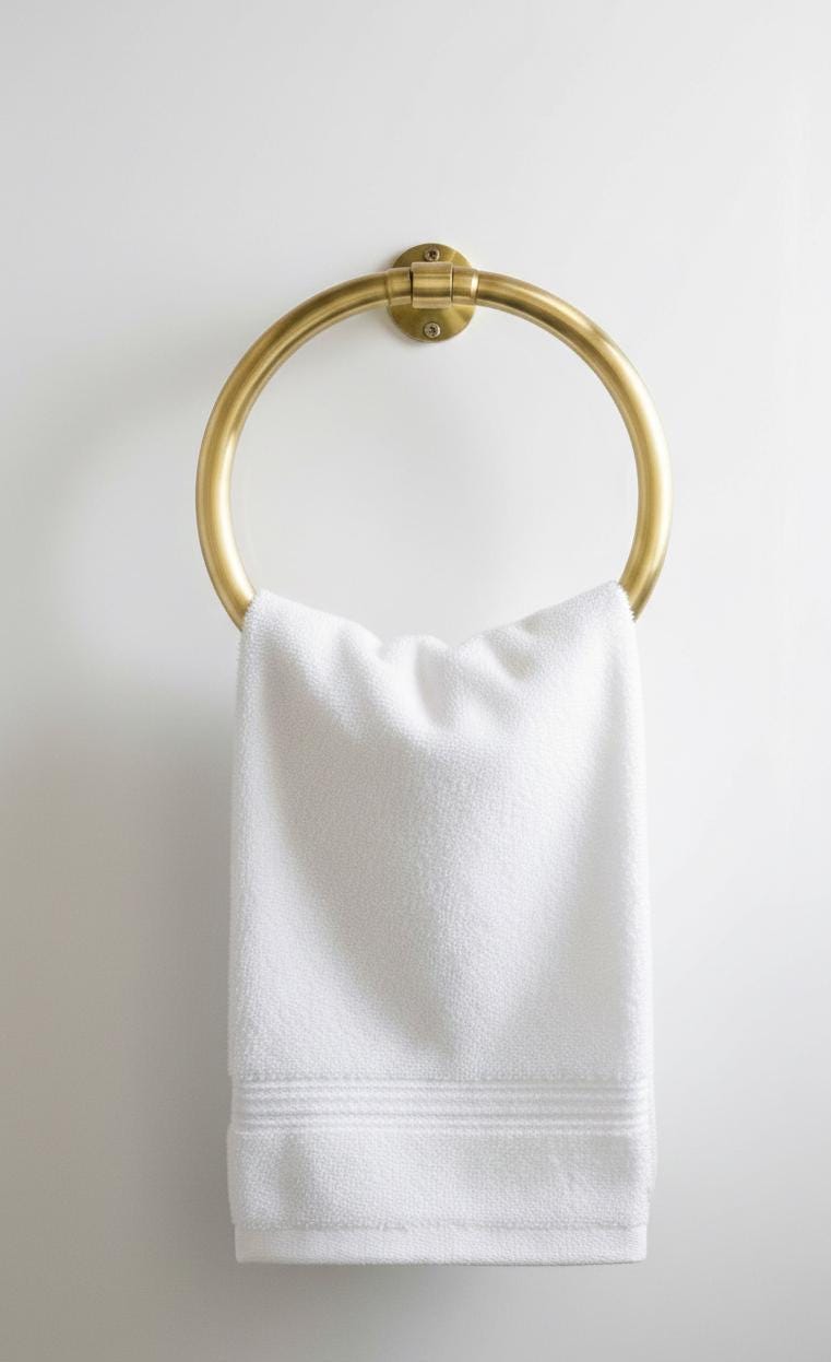 Unlacquered Brass Bathroom Towel Ring.