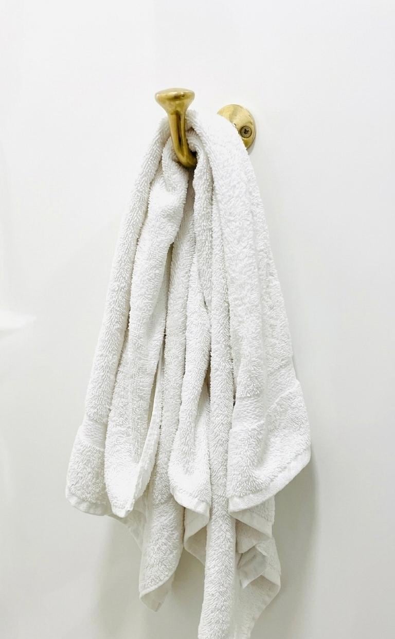 Unlacquered Solid Brass Wall Hooks, Single Wall-Mounted Hook.