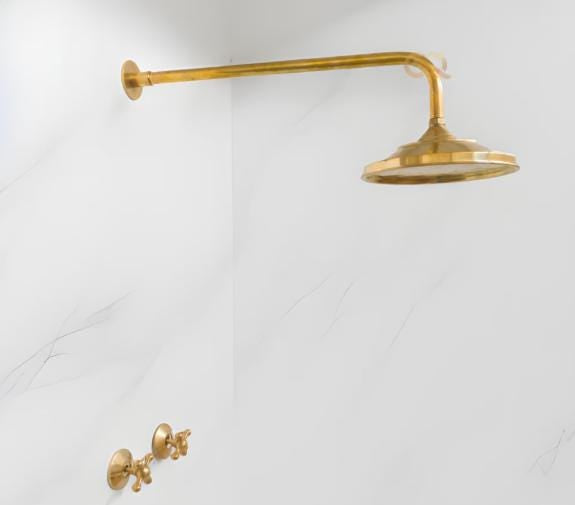 Unlacquered Brass Shower System- Shower Head Antique Brass.