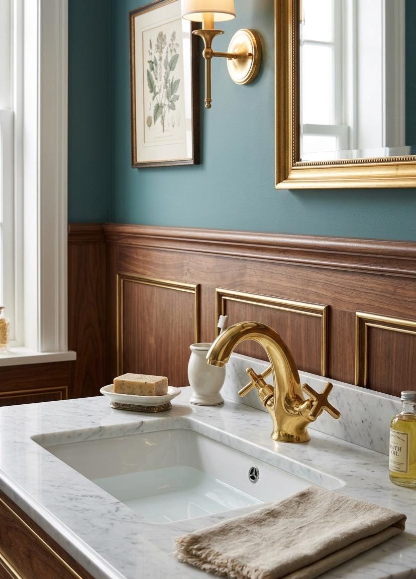 Unlacquered Brass Single-Hole Bathroom Faucet.