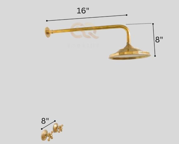 Unlacquered Brass Shower System- Shower Head Antique Brass.