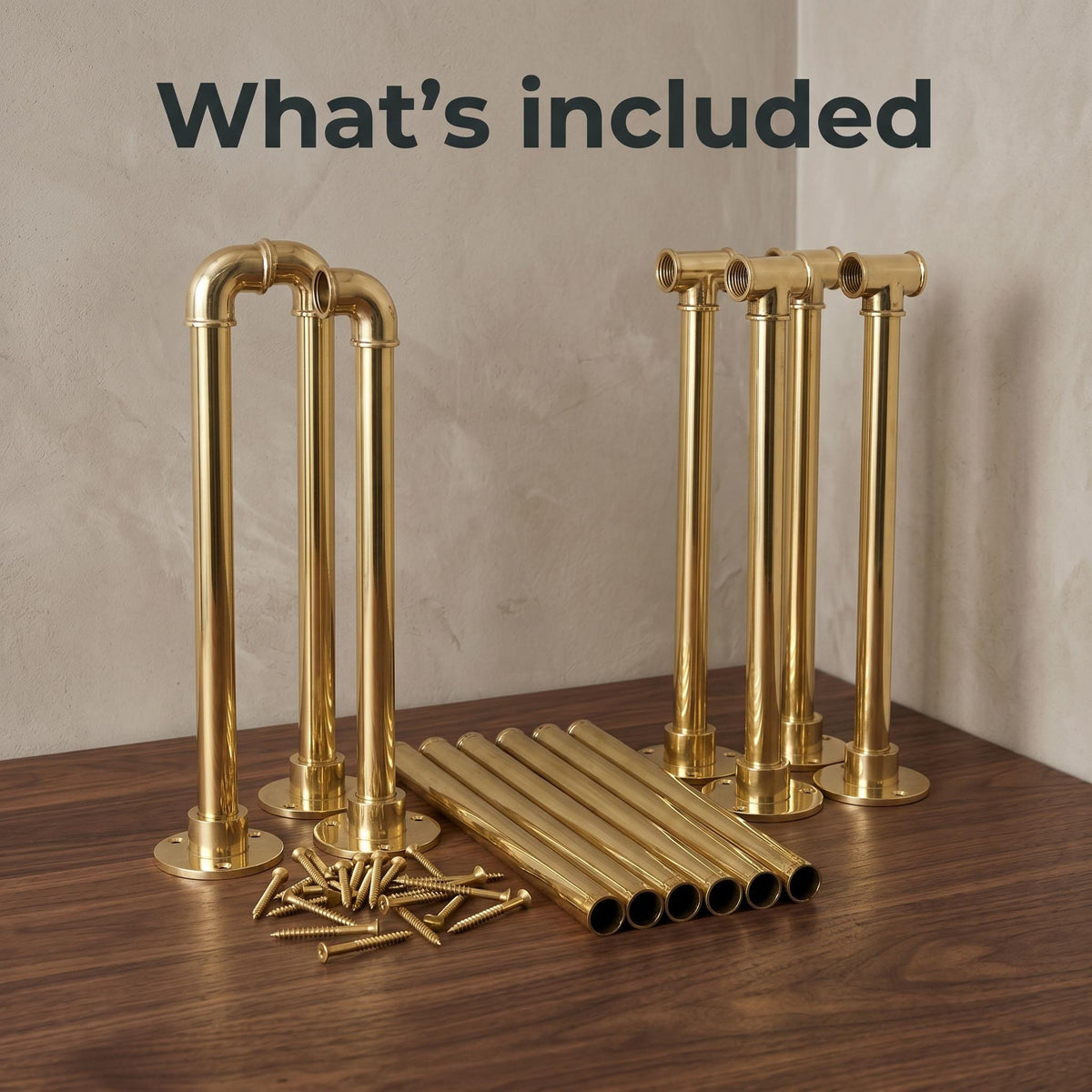 Unlacquered Solid Brass Pipe Shelving Unit - Without Wood