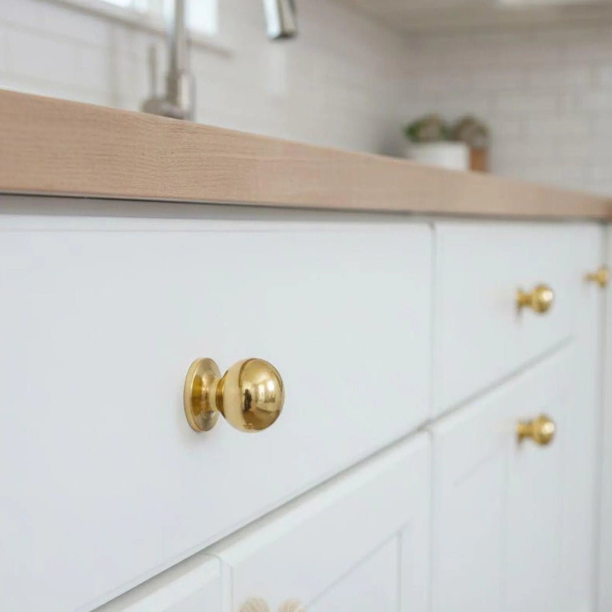 Unlacquered Brass Round Cabinet Knobs – Solid Brass Drawer Knobs
