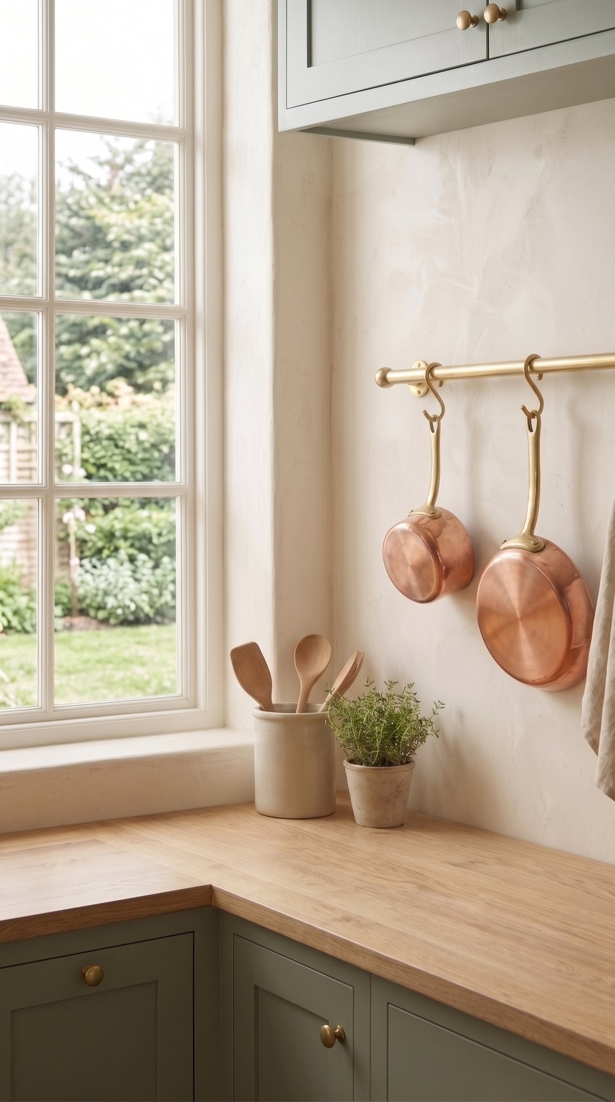 Solid Brass Pot Rail With Hooks, Unlacquered Brass Kitchen Pot Rack, Pot Hangers