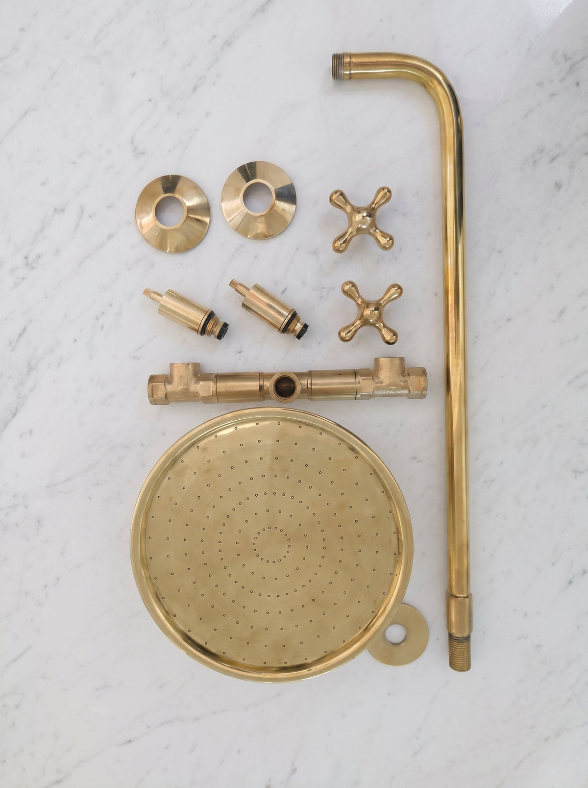 Unlacquered Brass Shower System- Shower Head Antique Brass.